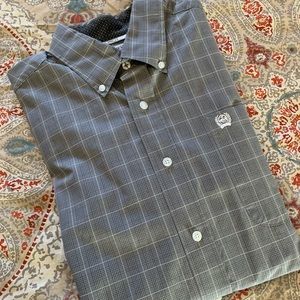 Cinch gray with white pinstripes long sleeve shirt